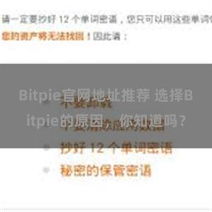 Bitpie官网地址推荐 选择Bitpie的原因，你知道吗？